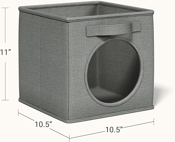 Vailando Ultra Thick Fabric Foldable Storage Bins with Mesh Window - 11 Inch Cube Storage Organizer for Clothes, Shelves, Off