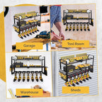 3 Shelf 7 Drill Holder Power Tool Organizer Wall Mount, Tool Storage Rack for Garage, Pegboard, Workshop walls | Compatible f