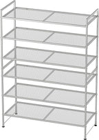 Simple Houseware 3-Tier Stackable Mesh Shoe Rack, Silver
