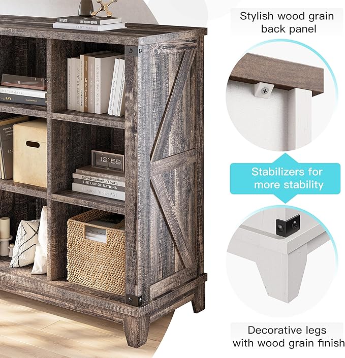 EnHomee 9 Cube Storage Organizer and Shelves, Cubby Storage Organizer, Bookshelves with Storage for Home and Bedroom, Black O