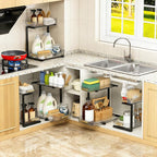 ARSTPEOE Under Sink Organizer - 2 Packs Multi-Purpose Pull-Out Storage Organizers, Slide out Pull out Cabinet Organizer Shelf
