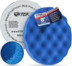 TCP Global 8" Blue Waffle Foam Buffing Pad Hook and Loop Backing - Light Cut Pad for Polishing, Automotive, Marine, Truck, RV & Compound Cutting, Car Polishing Pads