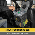CAT® Car Trash Can & Ice Cooler – 2.4 Gallon Hanging Organizer with Anti-Spill Lid, Leak-Proof Waterproof Liner, Multi-Use Vehicle Bin for Cars, Trucks, SUVs – Heavy-Duty Travel Accessory