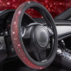 CAR PASS 11 PCS Bling Diamond Car Mats Set for Women Girls, Sparkly Rhinestone Steering Wheel Cover, Waterproof Floor Mats Un