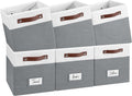 FinishingBo 6-Pack Storage Cubes with Handles & Label Holders Basket, Closet Cube Home Organizer Bins(White/Dark Grey, 10.5*1