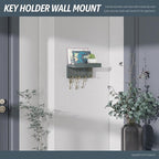 Rebee Vision Pine Wood Key Holder Wall Mount - Mini Key Holder for Wall with 4 Hooks & Floating Shelf for Home Storage - Livi