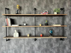 Floating Shelves 70 inch Wall Bookshelf Industrial Pipe Shelving Shelves Real Wood Planks Rustic Wall Shelves Hanging Bookshe