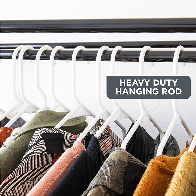 HOLDN’ STORAGE Portable Wardrobe Closet - 65 lb Large Capacity, Internal Heavy Duty Metal Rod, Zipper & Clear Window, Durable