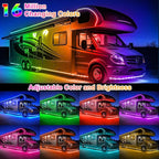 RV Awning Lights, 20ft 12V LED Light Strip with Remote and App Control, Waterproof RGB RV Exterior Light for Motorhome Camper Travel Trailers Food Trucks, RV Outdoor Lights