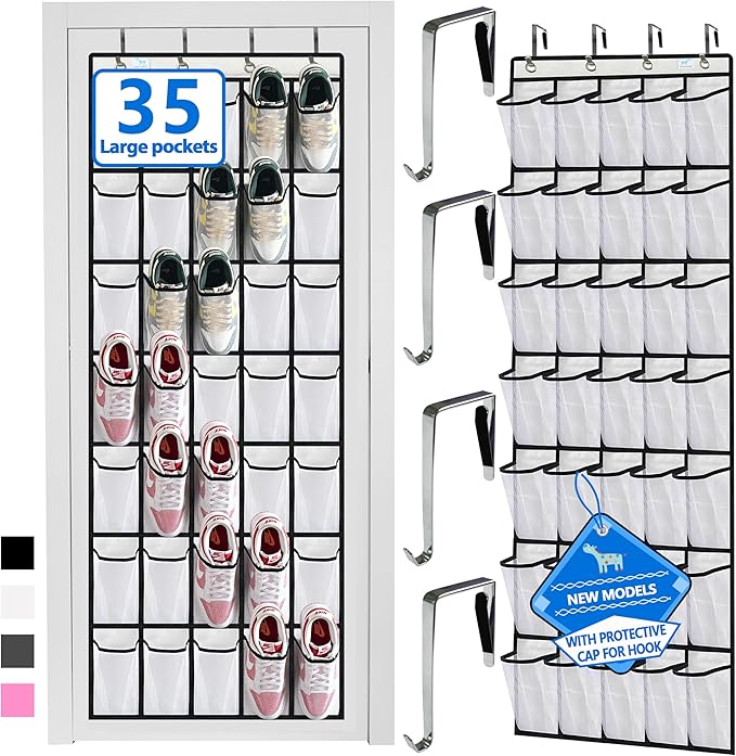over the door shoe organizer,2025 upgraded,shoe organizer,35 Huge pockets,over door shoe organizer,Store size 13 shoes,shoe o