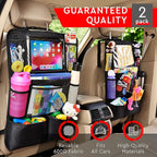 Helteko Backseat Car Organizer, Kick Mats Back Seat Protector with Touch Screen Tablet Holder, Back Seat Organizer for Kids with 9 Storage Pockets, Travel Accessories (2 Pack, Beige)
