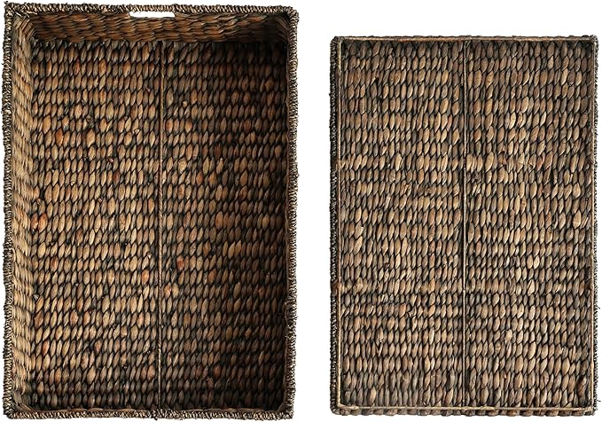 happimess BSK2015B Holden 30" Classic Costal Hand-Woven Hyacinth Wicker Under Bed Storage Basket with for Storage and Decorat