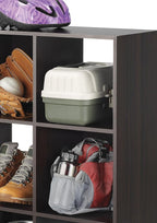 Whitmor 9 Cube Storage Organizer, 3 Tier Stackable Mdf Wood Bookcase, Open Storage Display Bookshelf, Storage Cabinet for Liv