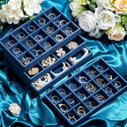 Junkin 12 Pcs Jewelry Tray Velvet Stackable Jewelry Organizer Trays Divided Earring Accessories Storage Containers Box (Rose 