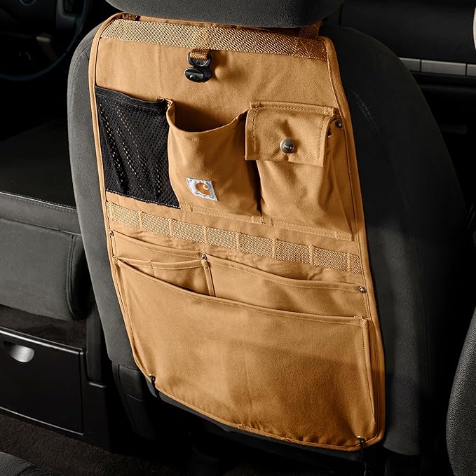 Carhartt Universal Nylon Duck Automotive Seat Back Organizer, Organization for Work and Kids, Black