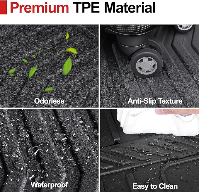 Floor Mats for 2016-2022 Honda Pilot 8 Passengers (No Elite Models), Cargo Mat with Backrest Mat All Weather Protection TPE Car Liner for Honda Pilot Door Sill Guards Accessories