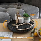 9" Oak Bathroom Vanity Tray Turntable for Perfume Candle, Round Wooden Decorative Tray for Kitchen Sink Countertop Organizer,