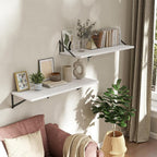 Deep Floating Shelves Wall Mounted, 36"x12" White Wall Shelves with Brackets Set of 2 for Bedroom, Living Room, Bathroom, Kit