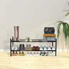 Shoe Rack, Expandable Shoes Organizer Metal Shelf Stand, 2 Tier Stackable Long Shoe Storage Holder For Closet, Floor, Entrywa