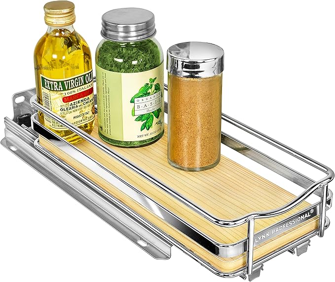 LYNK PROFESSIONAL® Élite™ Pull Out Spice Organization for Cabinets - 4-3/8 inch Wide – Spice Rack for Inside Cabinets – Wood/