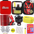 Car Roadside Emergency Kit, with Jumper Cables Automotive Kit,Car Safety Roadside Assistance Kit Headlamp,Tow Straps,Screwdri