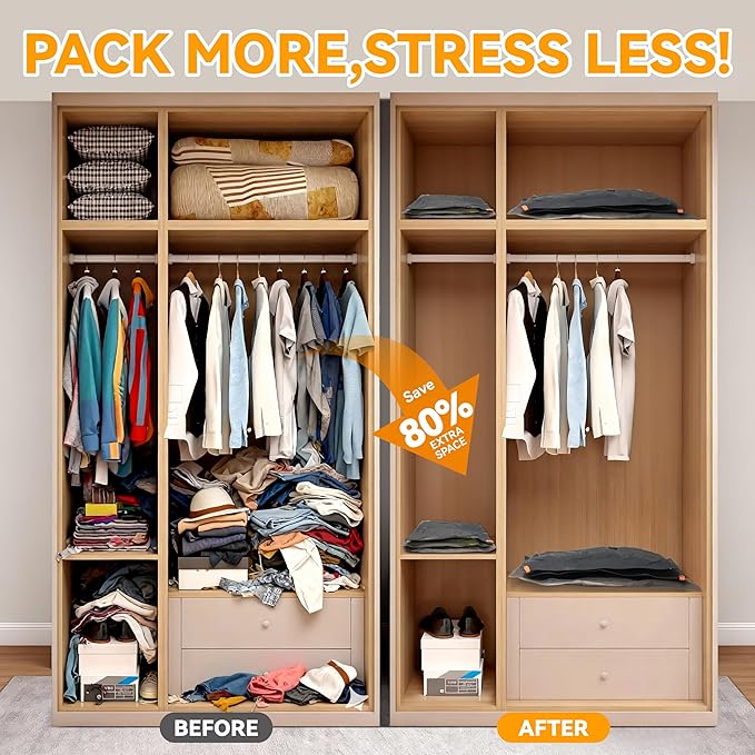 Travel Vacuum Bags for Clothing with Rechargeable Cordless Pump,Vacuum Storage Bags,9 Pack Vacuum Bags,Compression Packing fo