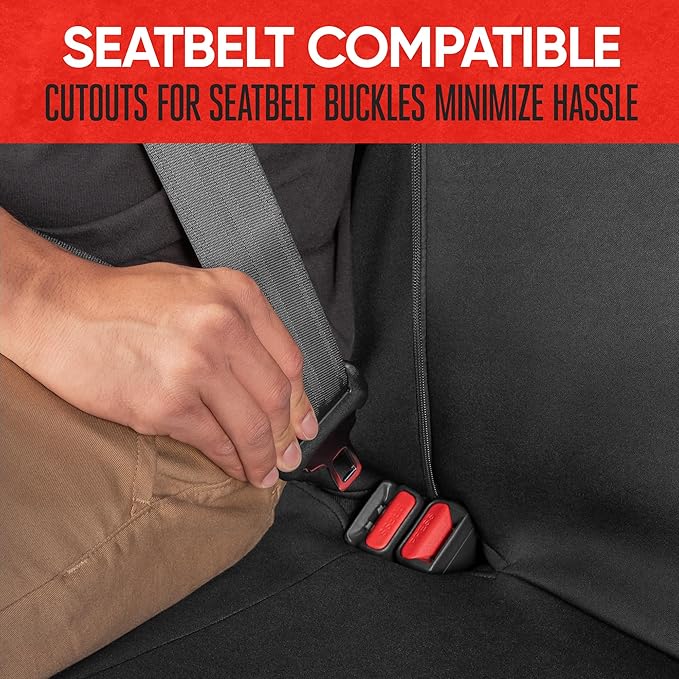 Motor Trend Waterproof Car Seat Covers Full Set – Black & Gray Seat Covers for Car Front & 60/40 Split Back Bench - Carseat C