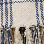 DII Modern Farmhouse Plaid Collection Cotton Fringe Throw Blanket, 50x60, White/French Blue