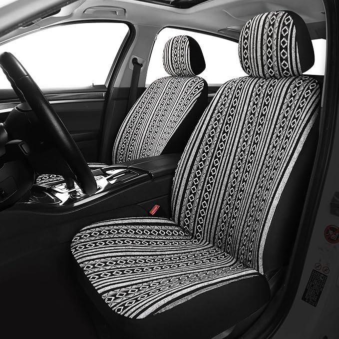 Pariitadin Baja Saddle Blanket Car Seat Covers Full Set with Seat Belt Pads, Washable Breathable Striped Woven Cloth Seat Cov