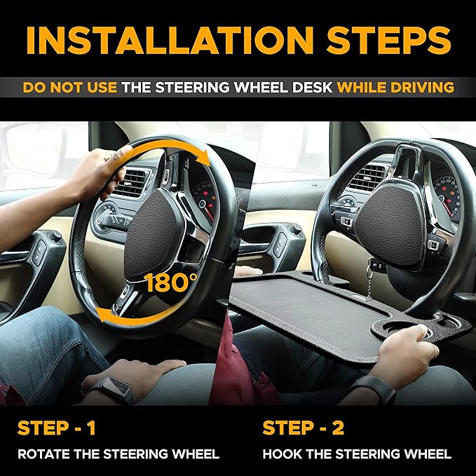2-in-1 Steering Wheel Tray Desk for Eating & Laptop for Ford Maverick 2022–2025, Hook-On Car Food Tray with Cup Holder & Pen Slot Portable Car Desk for Commuters