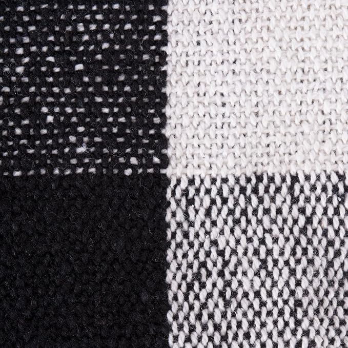 DII Buffalo Check Collection Rustic Farmhouse Throw Blanket with Tassles, 50x60, Black/White (Pack of 2)