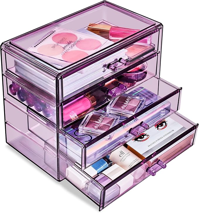 Sorbus Makeup Organizer - 4 Drawer Acrylic Make Up Organizers and Storage for Cosmetics, Jewelry, Beauty Supplies, Clear Make