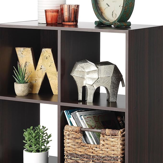 Whitmor 6 Cube Storage Organizer, 3 Tier Stackable Mdf Wood Bookcase, Open Storage Display Bookshelf, Storage Cabinet for Liv
