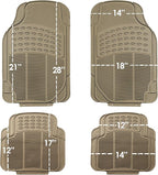 FH Group Automotive Floor Mats - Heavy-Duty Rubber Floor Mats for Cars, Universal Fit Full Set, ClimaProof Floor Mats, Trimmable Floor Mats For Most Sedan, SUV, Truck Floor Mats Beige