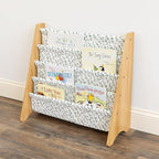 Humble Crew 4-Tier Kids Bookshelf, Natural/White/Green - Premium Book Shelf for Kids Rooms with Four Deep Pockets - Toddler S