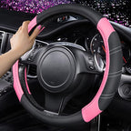 CAR PASS Line Rider Microfiber Leather Sporty 14.5-15 inch Steering Wheel Cover Universal Fits for 95% Truck,SUV,Cars, Anti-S
