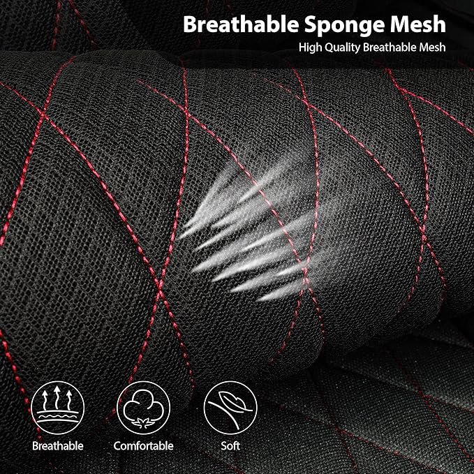 CAR PASS Thick Foam 3D Air Mesh Leather Car Seat Covers Front Seats Only, Breathable Premuim Leather Two Front Seat Cover, Ai
