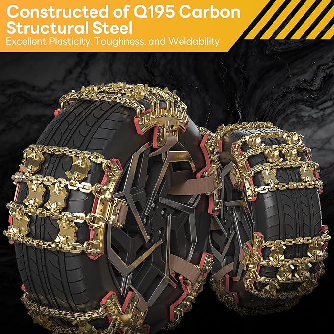 Tire Chains, Snow Chains, Anti-slip Tire Chains for Cars SUVs Pickup Trucks Adjustable Emergency Transaction Chains for Ice S