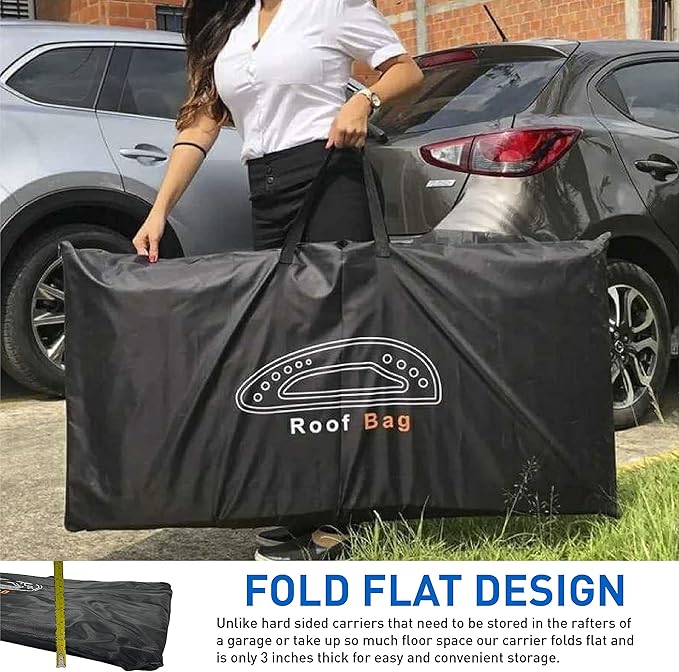 EasyGoProduct Aerodynamic Car Rooftop Cargo Carrier Bag - Soft Roof Top Luggage Bag for All Vehicles SUV with/Without Rack � Hard Sides - 4 Adjustable Straps � 8 Cubic Feet - Fold Flat Storage Bag