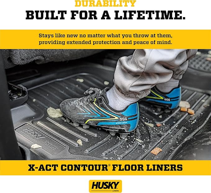 Husky Liners X-act Contour Floor Mats | Fits 2015-2026 Ford F-150, 2017-2026 Ford F-250/F-350/F-450 SuperCrew (Crew Cab) & SuperCab (EXT Cab) | Center Hump, 1-pc Black - 53461