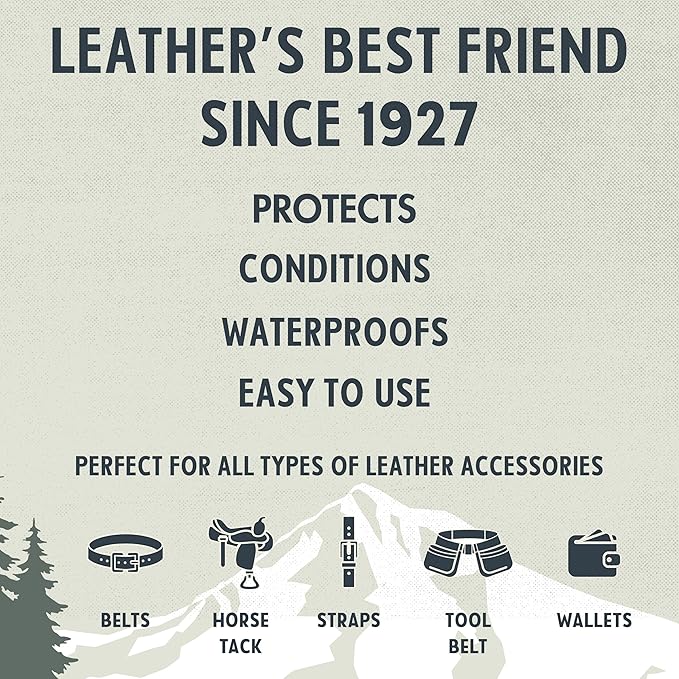 Snowshoe Belt Balm, Made in USA Since 1927 - Protect, Condition, Restore & Waterproof - Leather Conditioner for Belts, Wallet