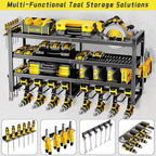 Power Tool Organizer Wall Mount,4 Layers Heavy Duty Storage Rack with 8 Drill Holder, Easy Installation, Tool Organizer Wall 