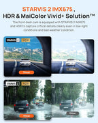 70mai Dash Cam Front and Rear A510,1944P+1080P with STARVIS 2 IMX675 and 64GB Card, Dash Camera for Cars, 4G LTE Support, ADA