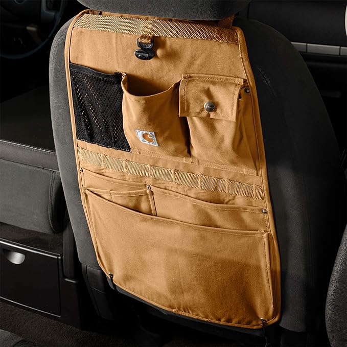 Carhartt Universal Nylon Duck Automotive Seat Back Organizer, Organization for Work and Kids, Carhartt Brown
