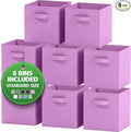 Storage Cubes Pack Of 8 - Standard Size Cube Storage Bin 10.5x10.5x11 With Dual Handles For Easy Carrying- Fabric Storage Bin