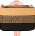 MINTWOOD Design 112L Extra Large Blanket Basket Holder Living Room, 25"x17"x16" Rectangle Rope Woven Storage Basket with Hand