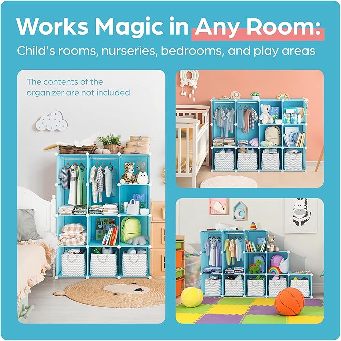 CUBEDIY Baby Closet Organizer for Nursery - Durable Baby Wardrobe Armoire for Closet - Customizable Dresser Shelves - Waterpr