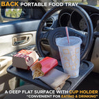 EcoNour 2 in 1 Car Steering Wheel Desk | Tray for Laptop Car Mount with Pen Holder | Desk Console for Car | Food Tray for Eating with Drinks Holder | Multipurpose Travel Car Accessories