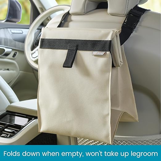 High Road TrashStash Hanging Car Garbage Bag with Push-Close Lid and Waterproof Bin for Cars, SUVs and Trucks - Holds 3 Gallons of Car Trash