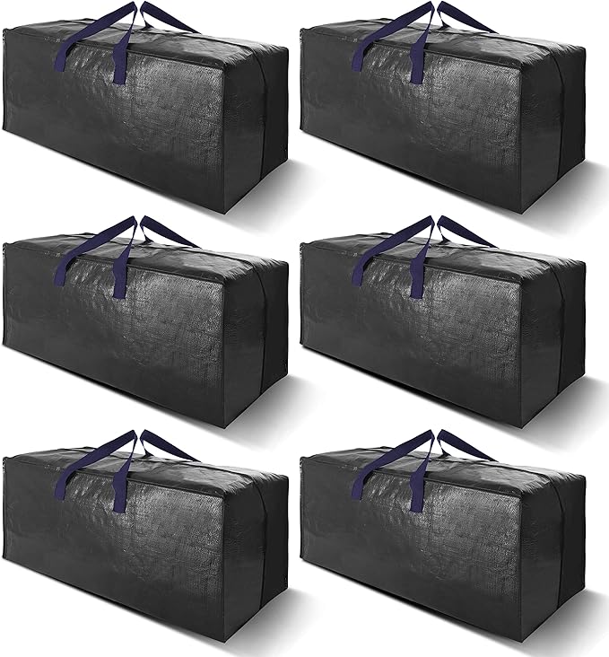 VELVETSURE Heavy Duty Extra Large Moving Bags W/Backpack Straps - Strong Handles & Zippers, Storage Totes For Space Saving, F